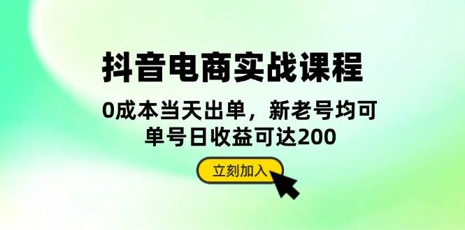 抖音电商实战课程：从账号搭建到店铺运营，全面解析五大核心要素-云网创资源站