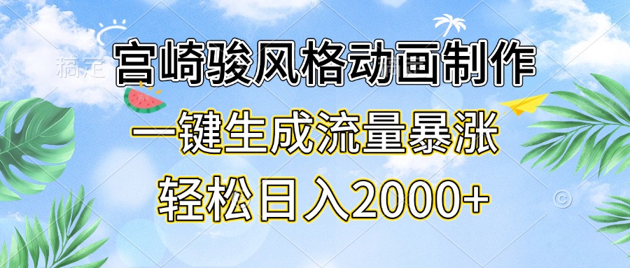 宫崎骏风格动画制作，一键生成流量暴涨，轻松日入2000+-云网创资源站