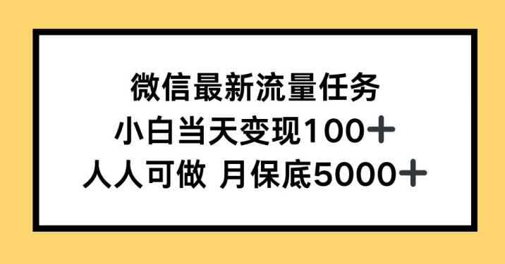 微信最新流量任务，小白当天变现100+，人人可做-云网创资源站