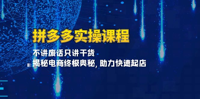 拼多多实操课程：不讲废话只讲干货, 揭秘电商终极奥秘,助力快速起店-云网创资源站